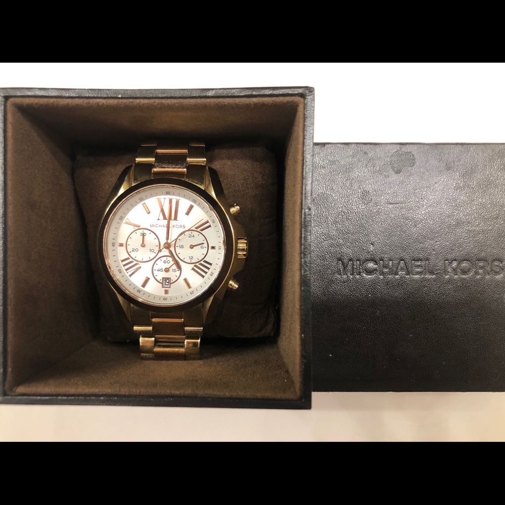 MICHAEL KORS ROSE GOLD/GOLD LARGE FACE WATCH